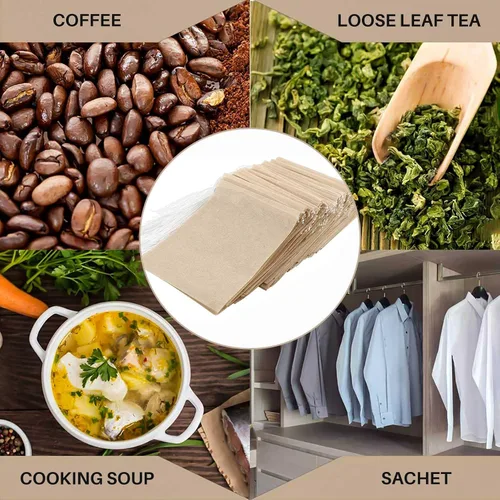 Miniatura 4 de 300 bolsas de filtro de té, bolsa de té de papel desechable con cordón, segura y fuerte penetración, papel sin blanquear para té y café de hojas
