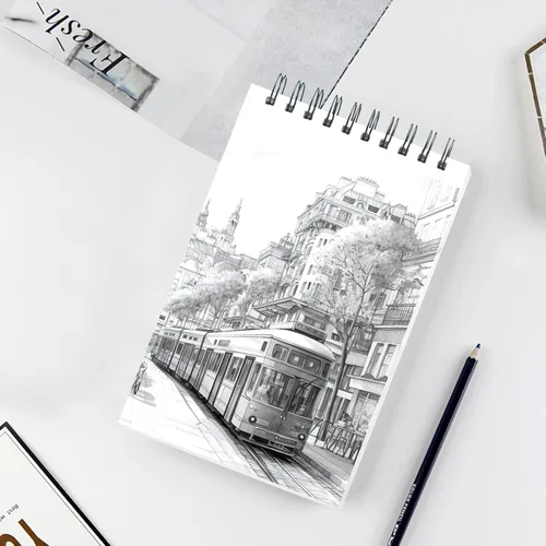Miniatura 2 de Crehatos Cuaderno de bocetos pequeño de 5.5 x 8.5 pulgadas, bloc de bocetos encuadernado en espiral superior, 100 hojas cada uno de papel de dibujo