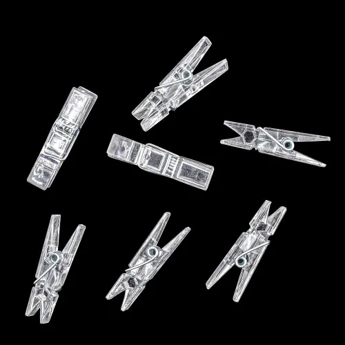 Miniatura 3 de 128 clips transparentes de plástico transparente, carpeta, clips para fotos, pinzas para la ropa