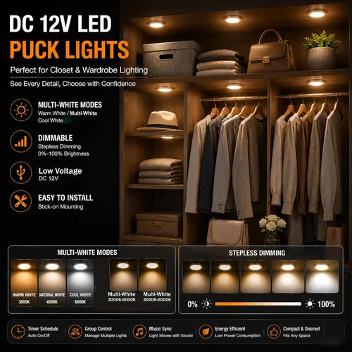 Miniatura 7 de Luces LED inteligentes de disco, iluminación regulable debajo del gabinete con control de aplicación Bluetooth, sincronización de música