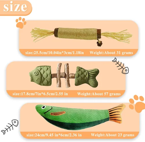 Miniatura 2 de Tensho Purrident Cat Chew Toys 3PCS - Natural Fishbone Catnip Chew Toys and Saury Fish & Silvervine Stick, Dental Chews for Kittens and Cats