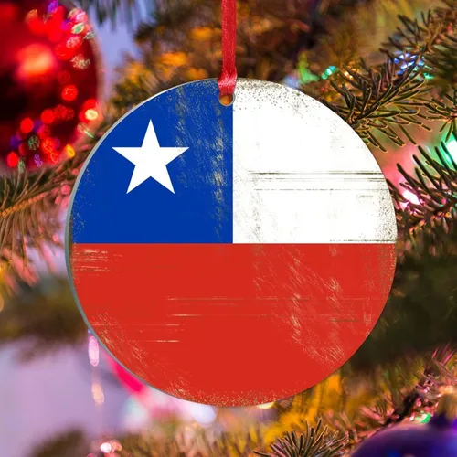 Silueta de la bandera de Chile, adornos de árbol de Navidad, bandera nacional, recuerdo de país, decoraciones de Navidad, regalo de Chile, adorno