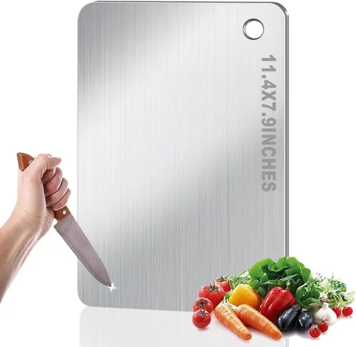 Miniatura 8 de Tabla de Cortar de Titanio para Cocina, Tabla de Cortar Antiadherente de Acero Inoxidable, Tabla de Titanio de Grado Alimenticio de Doble Cara