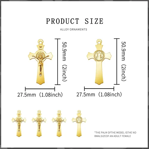 Miniatura 2 de 10 piezas de medallas de metal de San Benito con cruz, dijes de rosario, centro INRI, crucifijo, cuentas colgantes, joyería católica DIY, regalos