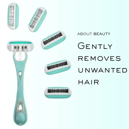 Miniatura 2 de Acerca de Beauty Complete 4 Blade System - Maquinilla de afeitar reutilizable, incluye 1 mango ergonómico reutilizable y 6 cartuchos de cuchillas