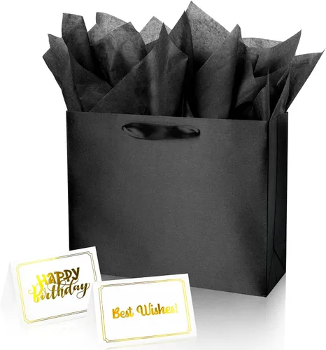 Miniatura 9 de Bolsa de regalo beige con papel de seda de color sólido sedoso para mujeres y hombres, boutique, cumpleaños, aniversario, boda, 13 pulgadas