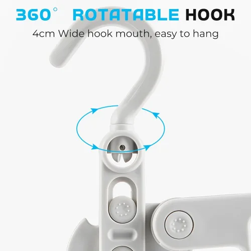 Miniatura 4 de 4 perchas plegables de viaje, colgador de ropa plegable portátil con 5 agujeros, colgador de ropa montado en la pared, estante de secado plegable