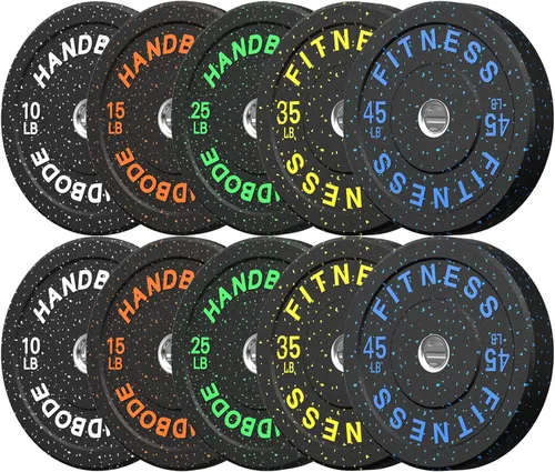 Miniatura 23 de HANDBODE Placas de Parachoques de 2 Pulgadas de Alto Rebote, Juego de Placas de Peso Olímpico 45/100/160/190/260/300lb, Juego de Placas