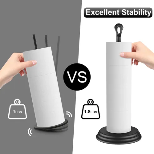 Miniatura 3 de Kasunto Soporte de papel higiénico con soporte de pie resistente a la oxidación, soporte de almacenamiento de papel higiénico de metal para el baño