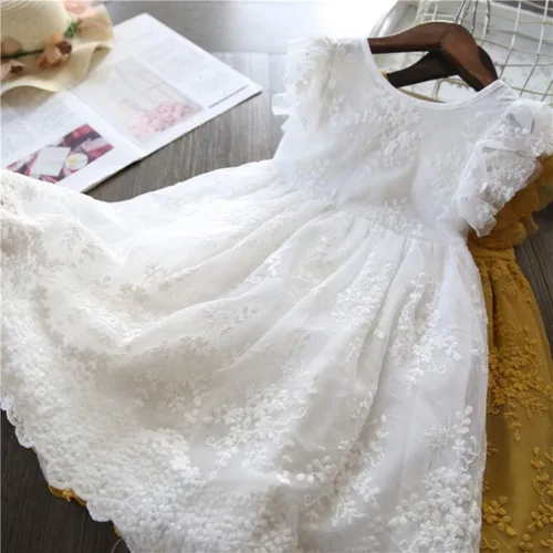 Miniatura 2 de Vestido de flores para niñas, vestido de princesa de encaje para fiestas, desfiles, vestido de verano vintage, vestido de bautizo, bautizo, vestidos