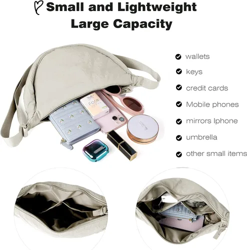 Miniatura 5 de Bolso cruzado de nailon Crescent para mujeres y hombres, riñonera, bolsa cruzada de bola de masa ligera, bolsa de viaje