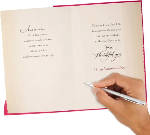Miniatura 6 de Hallmark - Tarjeta de felicitación para el día de San Valentín, tarjeta de aniversario, tarjeta de amor para esposa o novia (flores de papel)