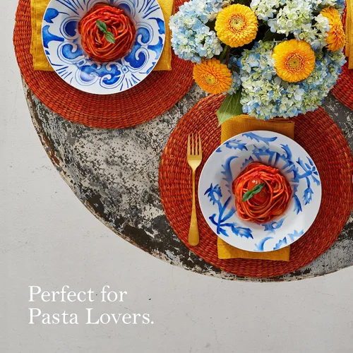 Miniatura 4 de Rosanna Azul - Juego de 4 cuencos para pasta, 8.25 pulgadas, cuencos de porcelana para pasta, cuencos poco profundos, aptos para lavavajillas