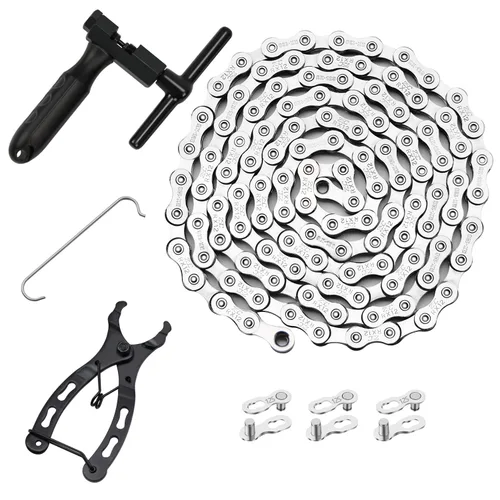Miniatura 10 de Kit de Cadena de Bicicleta, Kit de Reparación Multifuncional para Mecánico de Bicicleta de Velocidad Única, Rompecadenas y Alicates de Eslabón