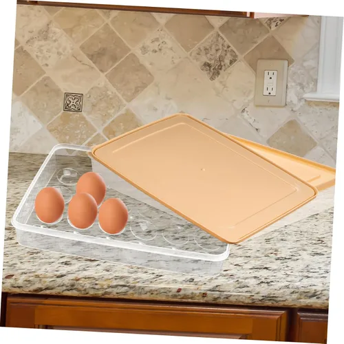 Miniatura 3 de Caja de almacenamiento de huevos frescos con tapa abatible, soporte para huevos para refrigerador, bandejas de huevos de plástico para refrigerador