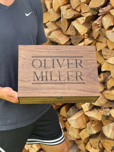 Miniatura 4 de Caja de madera personalizada con nombre para recuerdos, recuerdo, regalo para él, ella, novio, novia, bebé, niña, hermano, hermana, chico, padrinos