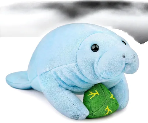 Miniatura 5 de Manatee - Peluche de Manatí azul de 7 pulgadas, animal de peluche realista suave y realista, colección de regalo de animal de manatí marino
