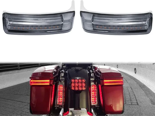 Miniatura 10 de Luces traseras de alforja para motocicleta, freno de marcha, lámpara LED de señal de giro apta para Harley Touring Street Glide Road Glide Road King