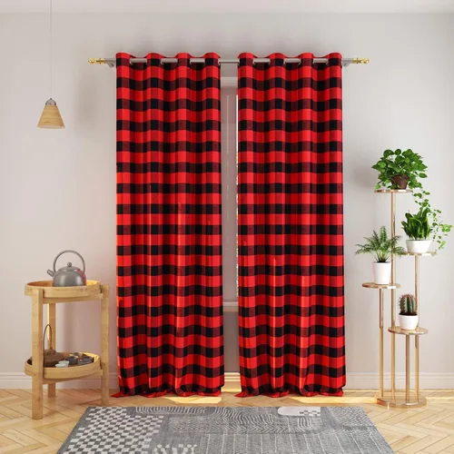 Miniatura 101 de Cortinas de 24 pulgadas de largo con diseño Buffalo Check Gingham Plaid para ventanas de cocina y baño, tratamiento para ventanas con 2 paneles