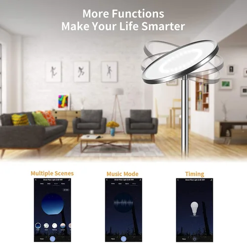 Miniatura 6 de LEPOWER Lámpara de pie brillante con 16 millones de opciones de color, control táctil y compatible con Alexa, Goolge Home, lámpara de pie regulable
