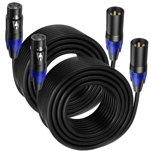 Miniatura 15 de Paquete de 2 cables XLR macho a hembra de 10 pies, cable de micrófono profesional equilibrado, cobre puro y blindaje dual, compatible