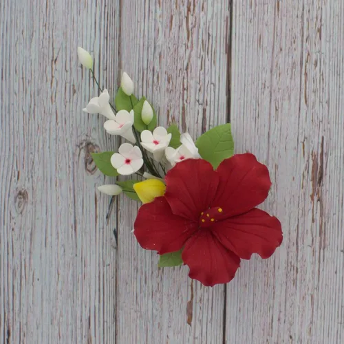 Miniatura 8 de Global Sugar Art Hibiscus Sugar Cake Flowers Spray Cake Topper Red Hawaiian Cake Flower, 1 unidad por el chef Alan Tetreault Rojo