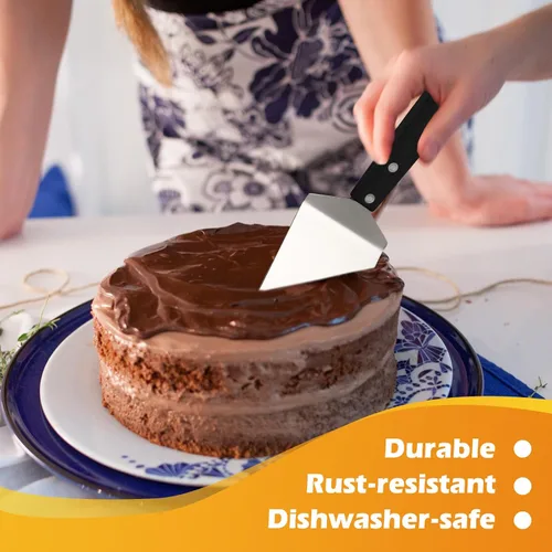 Miniatura 7 de BBTO 20 espátulas pequeñas para pizza, espátula de acero inoxidable para servidor de galletas con mango de madera, pastel de galletas a granel, pala