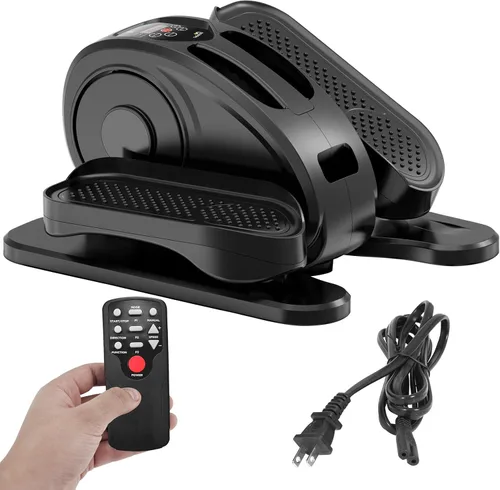 Elíptica debajo del escritorio, ejercitador de pedal eléctrico sentado, silencioso, compacto, mini entrenador elíptico con monitor de pantalla y