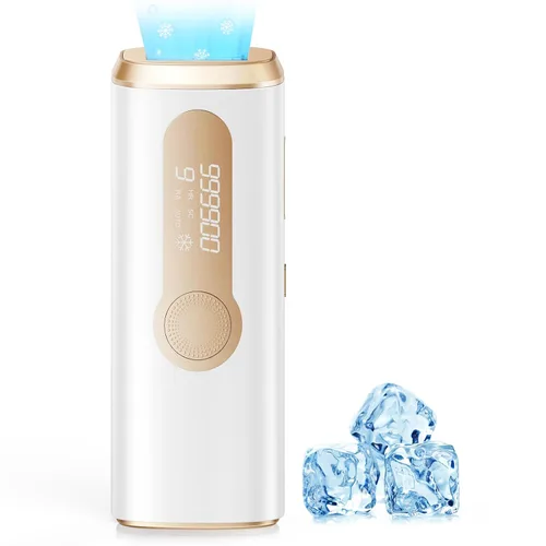Dispositivo de depilación láser IPL para mujeres y hombres, seguro en casa, contacto de enfriamiento de hielo a 45 °F para resultados indoloros y