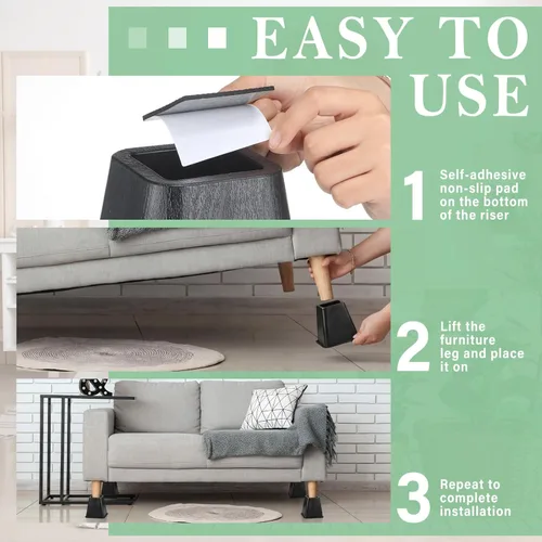 Miniatura 5 de Novabright Paquete de 4 elevadores de cama para dormitorio universitario de 6 pulgadas, extensores de cama de plástico extra resistentes, apilables