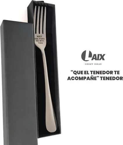 Miniatura 3 de May The Fork Be With You Tenedor de acero inoxidable grabado con láser con caja de regalo, regalo para los fanáticos de StarWars