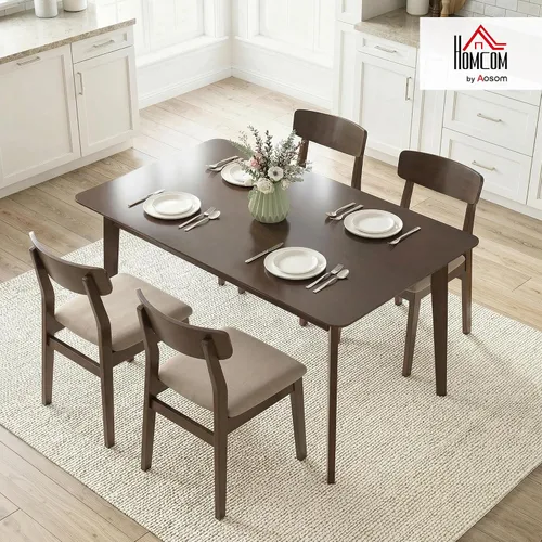 Miniatura 2 de HOMCOM Mesa de comedor moderna de mediados de siglo de 47 pulgadas para 4, mesa de cocina rectangular con acabado de grano de madera, patas cónicas