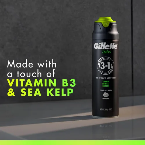 Miniatura 4 de Gillette Labs - Gel de afeitar espumoso rápido para hombres, sin alcohol, tinte y parabenos con vitamina B3 y algas marinas, refresca y calma