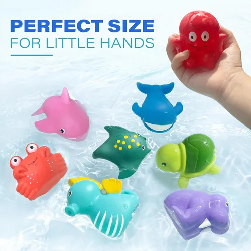 Miniatura 6 de LotFancy Juguete de baño, 8PCS juguetes de baño sin moho para niños de 1 a 3 años, juguetes de baño para bebés sin agujeros para niños pequeños de 2
