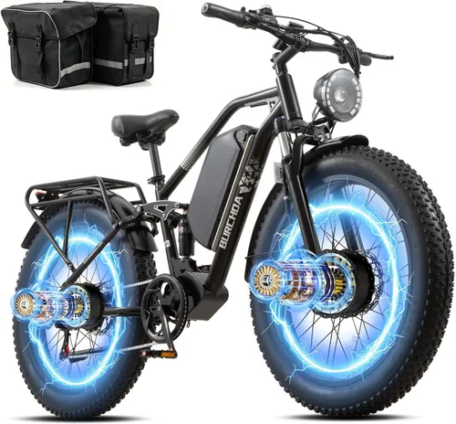 Miniatura 20 de 2026 AWD Electric Bike for Adults Dual Motor 5000W/3000W/1500W Peak 40MPH/30MPH Fast Ebike, Up to 65 /90 /160 Miles Long Range, 26" Full Suspension