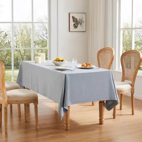 Miniatura 17 de ZeeMart Mantel Básico de Lino Texturizado, 52 x 70 Pulgadas Natural, Mantel Rectangualr de Estilo Granja Beige, Manteles de Lino Resistente a