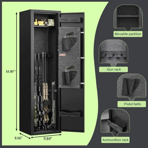 Miniatura 4 de Caja Fuerte para 2-4 Armas, Caja Fuerte para Rifles y Pistolas, Caja Fuerte para Escopetas y Rifles, Armario para Escopetas sin Montaje, Caja Fuerte