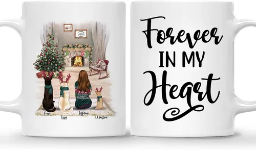 Miniatura 21 de Gossby Taza de café de Navidad personalizada con diseño de perro y mamá, regalo de Navidad personalizado para mujeres con nombre, taza de cerámica