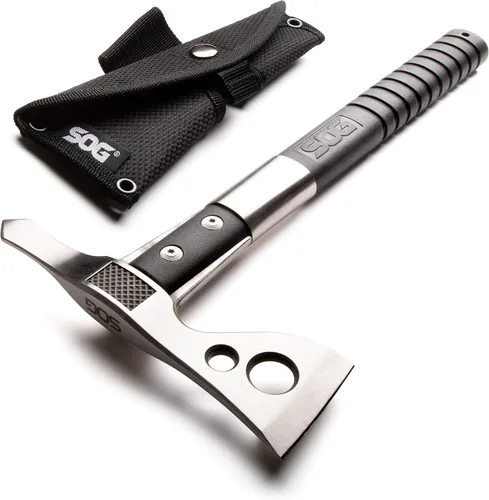 SOG FastHawk Gear F06PN-CP hacha satén, acero inoxidable 420, agarradera GRN, funda de nylon, hoja de 2 pulgadas