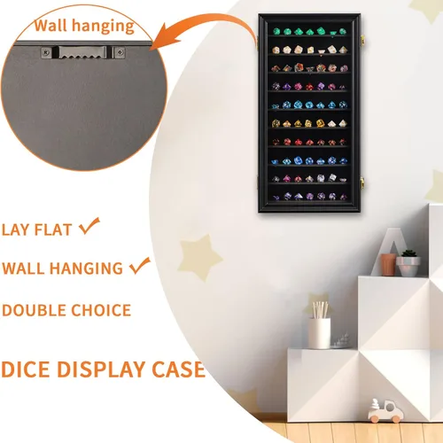 Miniatura 6 de HOROW Estuche grande de exhibición de dados DND poliédricos hexagonales con bloqueo con 98% de protección UV, organizador de dados