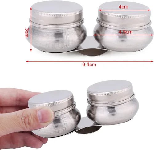 Miniatura 2 de Haosie Taza de paleta de doble gota, suministros de pintura al óleo, paleta de pintura de acero inoxidable, contenedor de agua de acuarela con tapa