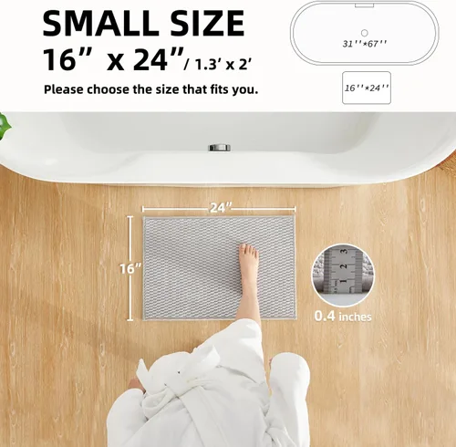 Miniatura 2 de TYUU Alfombras de Baño Antideslizantes Lavables, Tapete de Baño Súper Absorbente Delgado de Pila Baja para Secar Rápido, Alfombra de Baño Pequeña