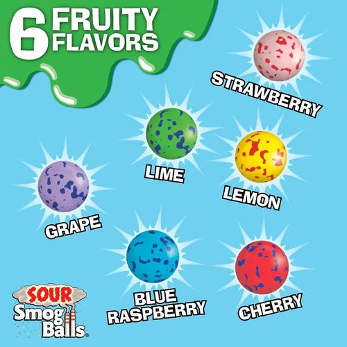 Miniatura 2 de Toxic Waste Sour Smog Balls Crunchy Chewy Surtido de Sabores Surtidos Bolsas de 3 oz Paquete de 3