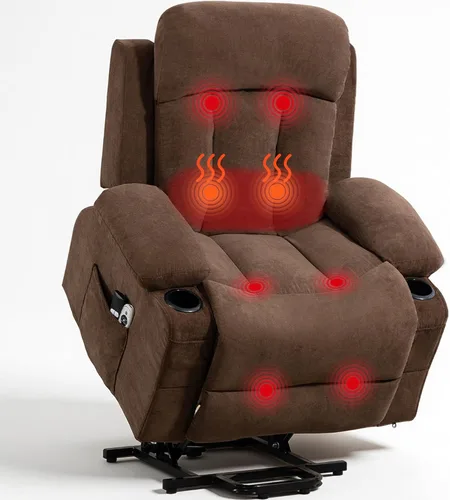 Miniatura 9 de Power Lift Recliner Chair for Elderly, Electric Oversized Single Sofa with Vibration Massage and Heat, Cup Holder and USB Charge Port for Living