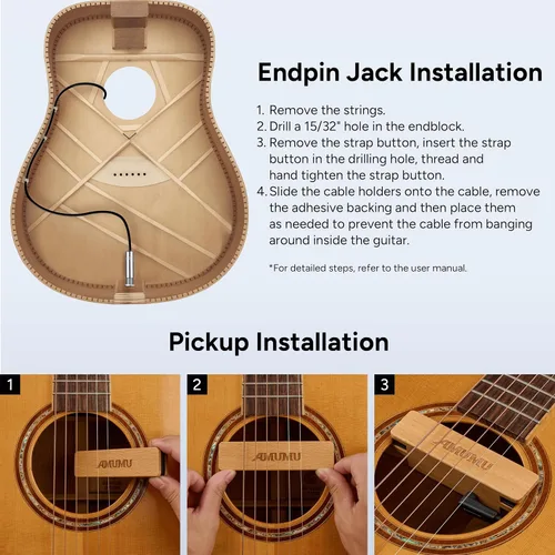 Miniatura 7 de AMUMU SP31 Woody - Pastilla magnética de boca de sonido con imán de neodimio de tierras raras para guitarras acústicas de cuerda de acero, bobina