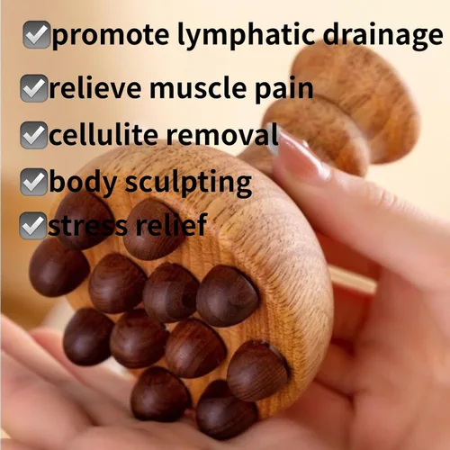 Miniatura 4 de Herramienta de masaje de terapia de madera para grasa del vientre, masajeador de drenaje linfático para celulitis para moldear el cuerpo, kit