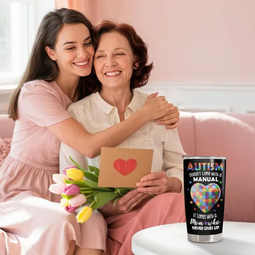 Miniatura 9 de 34HD Regalo para el Día de la Madre para mamá con autismo – Vaso irrompible para mamá con conciencia sobre el autismo, taza para mamá