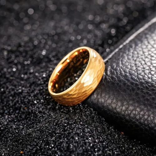 Miniatura 3 de TRUMIUM Anillos de carburo de tungsteno para hombres y mujeres, martillados, multifacéticos, acabado mate, de 0.236 pulgadas, 0.315 pulgadas