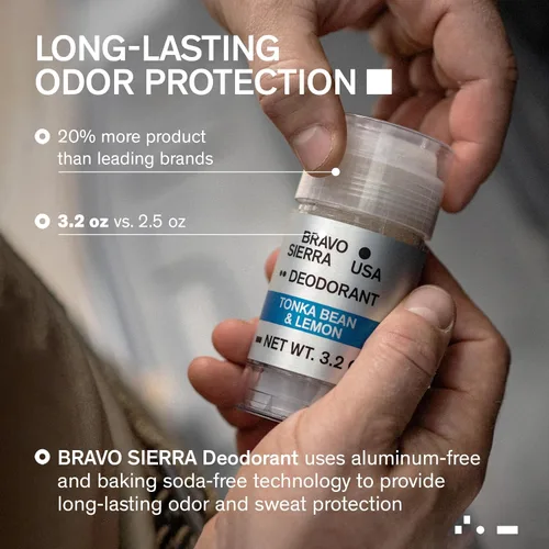 Miniatura 2 de Desodorante sin aluminio para hombres de Bravo Sierra, paquete de 1 - Contiene ingredientes naturales – Protección contra el olor y el sudor dura