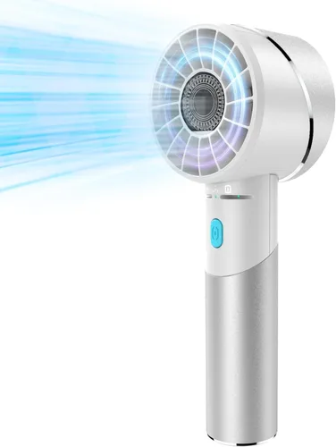 Miniatura 7 de Lepwings Ventilador de mano, mini ventilador turbo portátil pequeño, recargable con 4 ventiladores personales de alta velocidad, tiempo